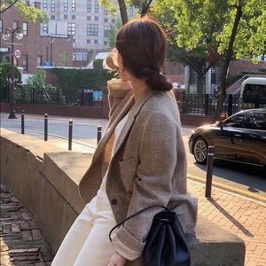 H&M Blazer Jacket Women's Size 6 Beige Brown